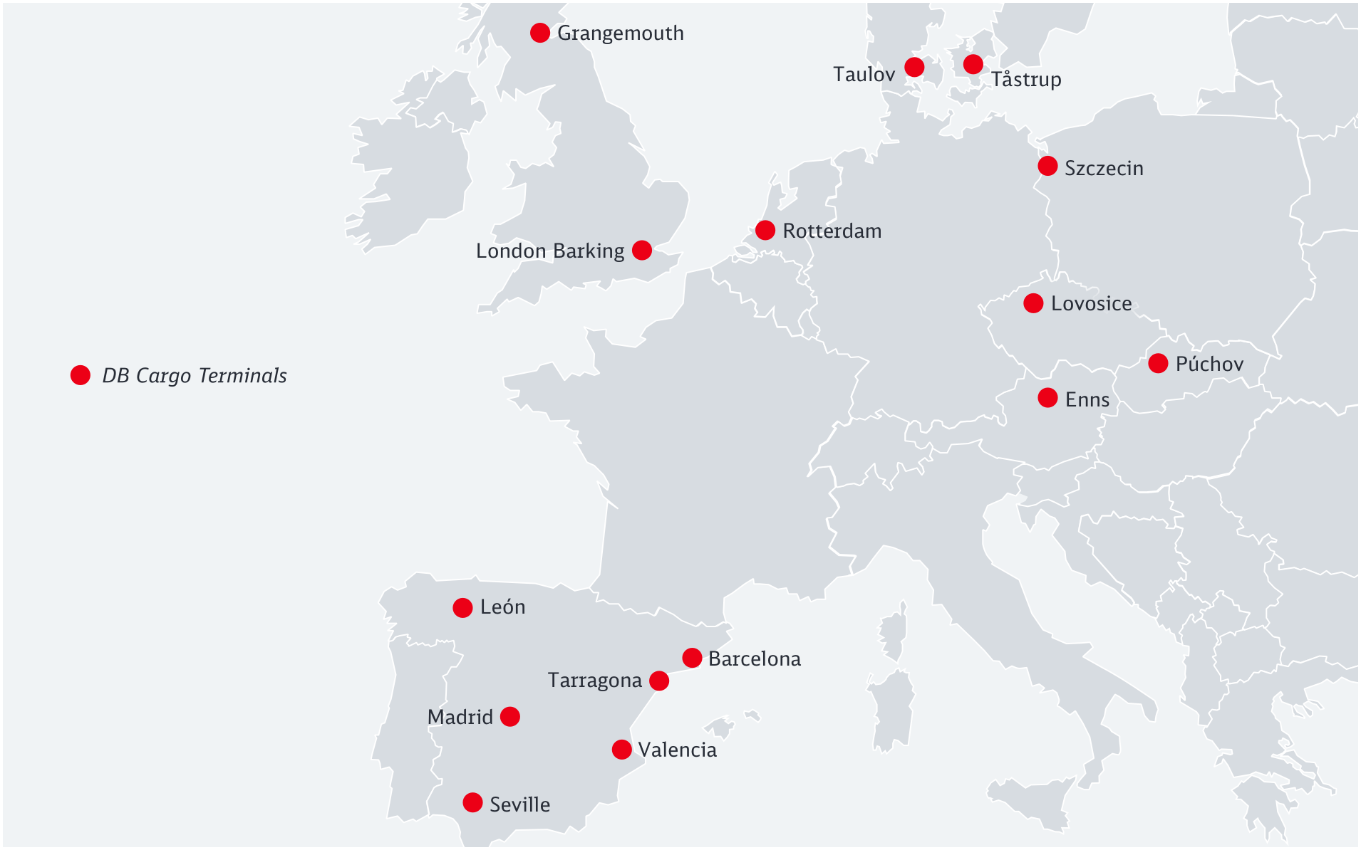 Europakarte Terminal Standorte
