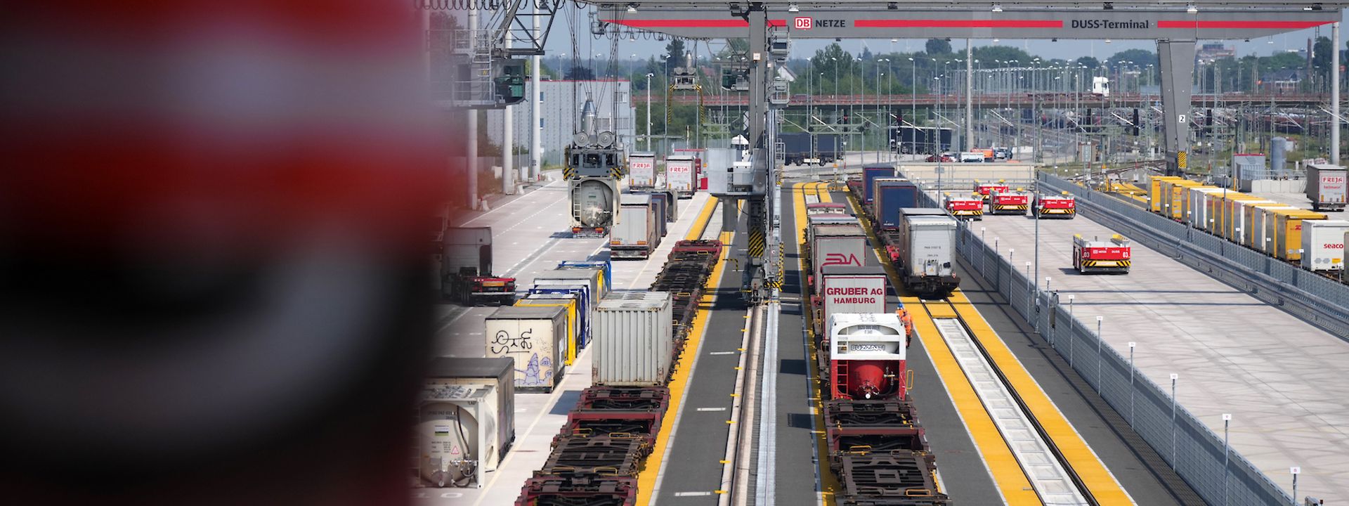 Frontal view of a container terminal