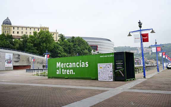 Green container in Spain.