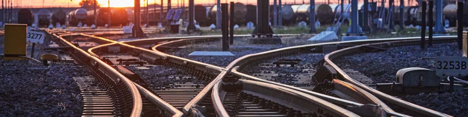 Railway tracks in the sunset