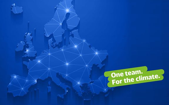 Eine Europakarte in Blau gehalten.