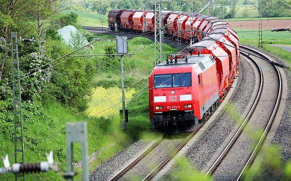 Moving freight train
