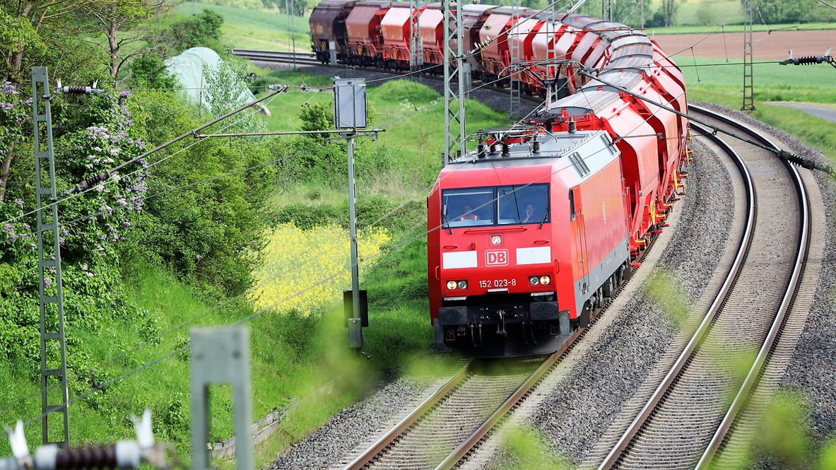 Moving freight train