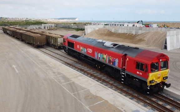 A DB Cargo UK freight train being loaded on the Day Group's premises