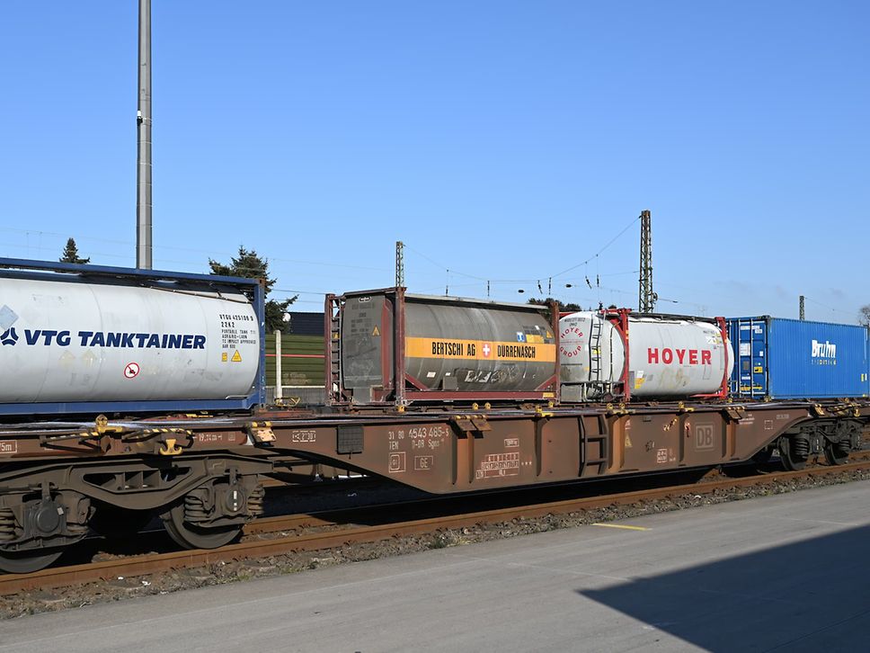 Container wagons are ready for transport.