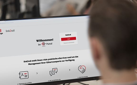 Startseite des Kundenportals link2rail von DB Cargo 