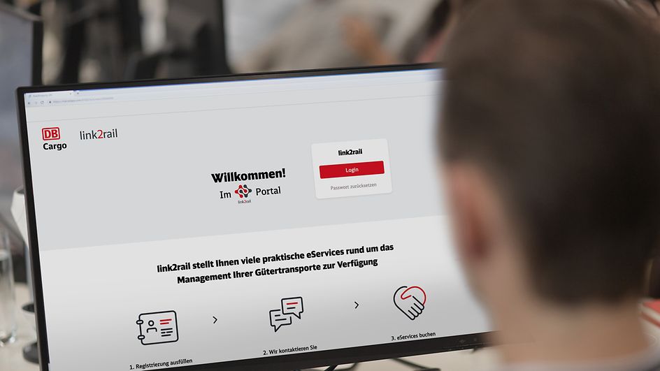 Startseite des Kundenportals link2rail von DB Cargo 
