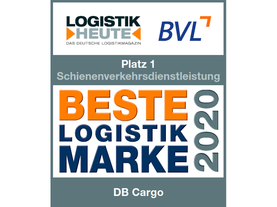 Beste Logistikmarke Schienenverkehrsdienstleistung 2020 Platz 1